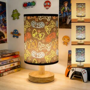Gaming Table Lamp LED Nightstand Night Light,3 Lighting Modes Dimmable Video Game Desk Lamp,Gaming Themed Bedside Lamp for Boys Girls Teens,Gaming Room Aesthetic Decor,Birthday Gift for Gamers